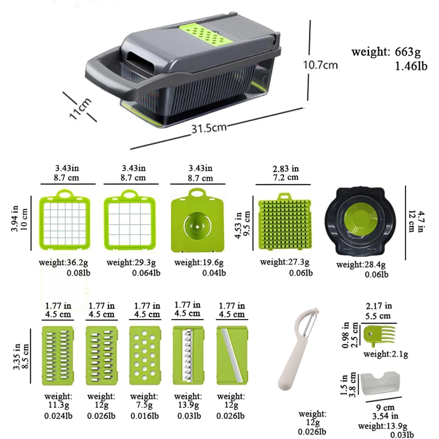 16-in-1 Kitchen Slicer with Cleaver Blade